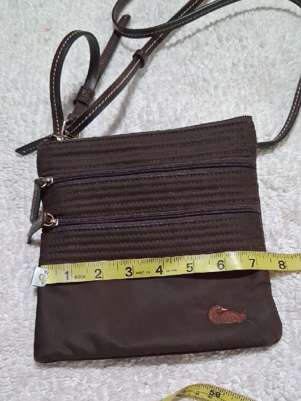 Dooney & Bourke Dark Brown Nylon Crossbody Bag with Duck Accent - Picture 6 of 9